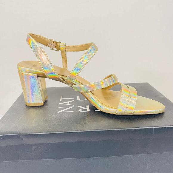 Naturalizer Heeled Sandals Womens 8.5 Gold Metallic Slingback Block Heel NWT - Picture 9 of 12